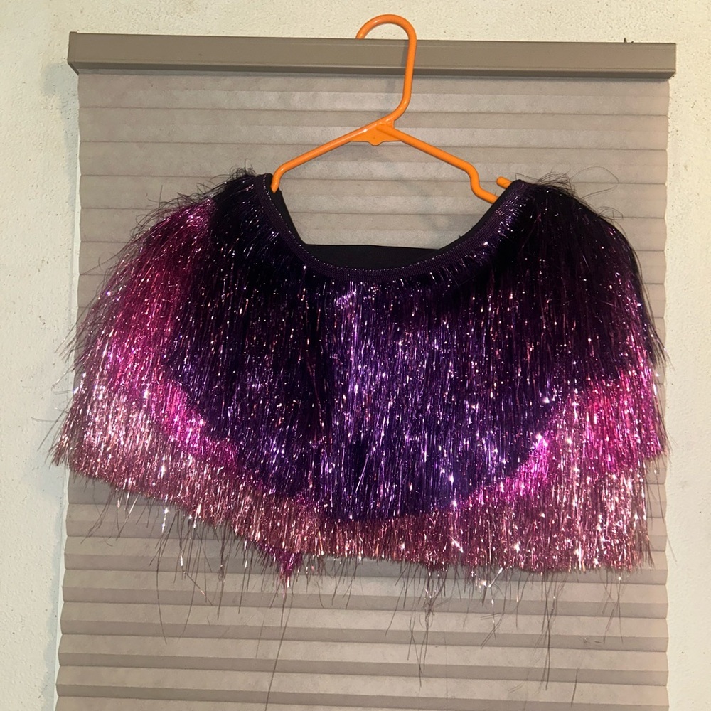 Nasty Gal Glittering Pink and Purple Fringe Jacket - Picture 3 of 3